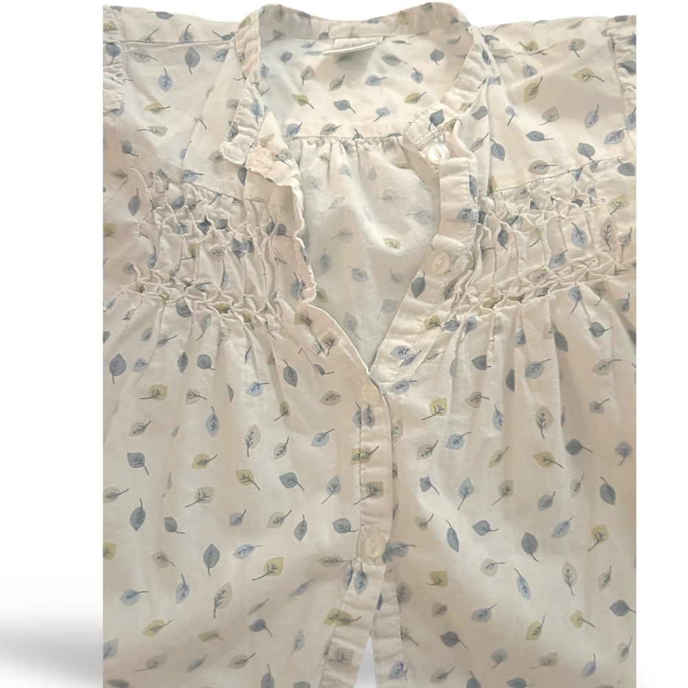 🇪🇸👍GUC ZARA | 24 m | Toddler White Summer Smocked Leaf print blouse - Picture 6 of 14